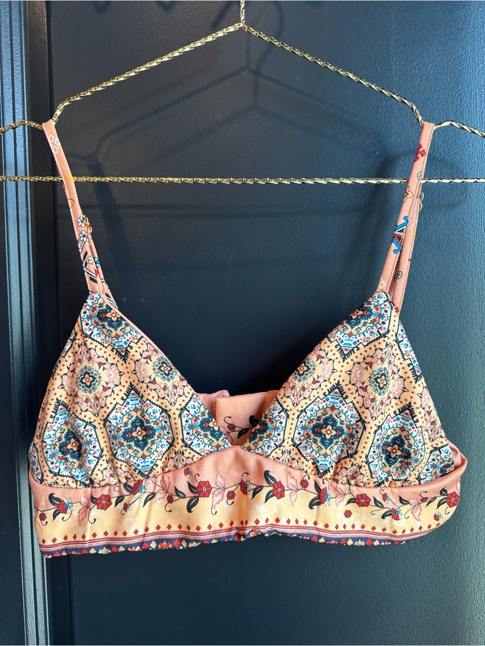 Agua Bendita Peach Floral Tile Bralette